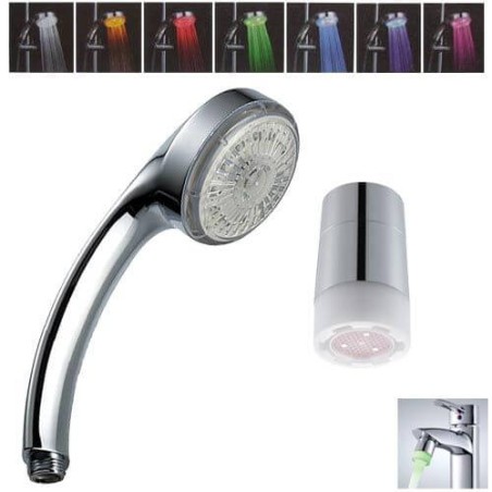 Lot douchette et mousseur lumineux LED - 002859 - Copyright Waterconcept
