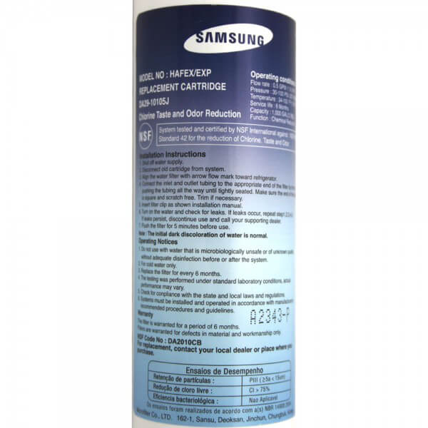 Filtre Frigo d'Origine Samsung DA29-10105J HAFEX/EXP, Samsung, Microfilter  - 006194