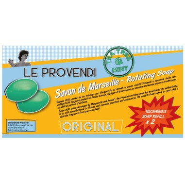 Savon vert rotatif "Tea Tree and Mint" Provendi (lot de 2) - Recharge à écrou