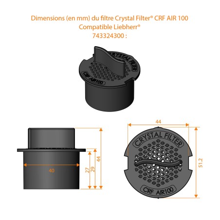 Filtre Compatible Liebherr® CRF-AIR100 - Crystal Filter® - cave à vin