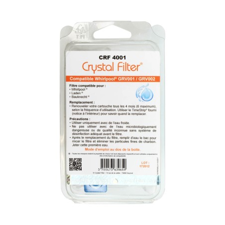Filtre Crystal Filter® GRV001 CRF4001 compatible Whirlpool® GRV001 / GRV002 (lot de 3)