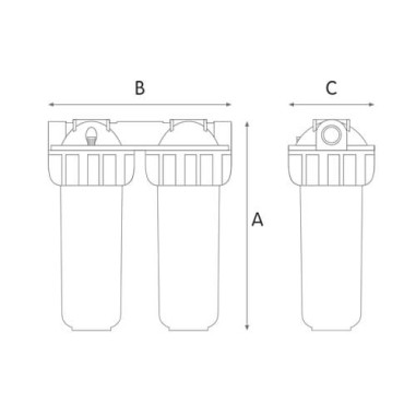 Carter porte filtre 3P duplex 10'' Senior BX entrée/sortie 3/4'' femelle