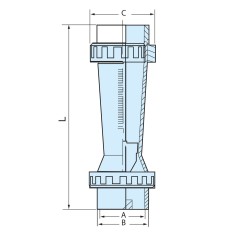 Débitmètre à ludion - flotteur ABS 400-4000L/h - Raccords PVC 40 mm à coller  2