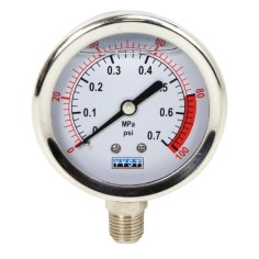 Manomètre inox 0-7 bars - ø 63 mm - Radial / Glycérine