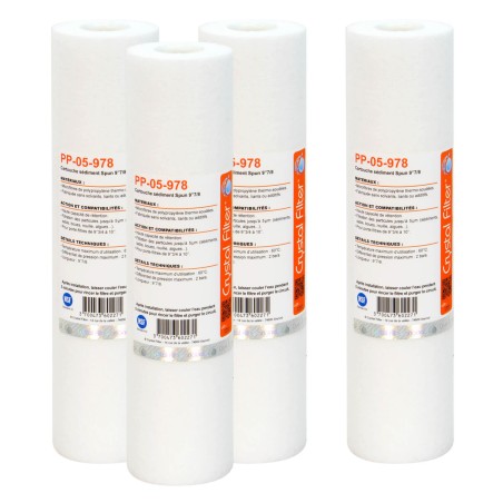 Cartouche PP-05-978 sédiment SPUN 9''7/8 - Filtre 5 µm - Crystal Filter® (lot de 4)