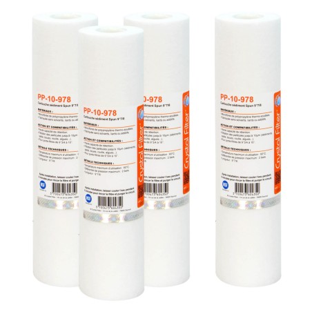 Cartouche PP-10-978 sédiment SPUN 9''7/8 - Filtre 10 µm - Crystal Filter® (lot de 4)