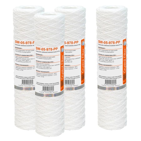 Cartouche SW-05-978-PP sédiment bobinée 9''7/8 - Filtre 5 µm - Crystal Filter® (lot de 4)