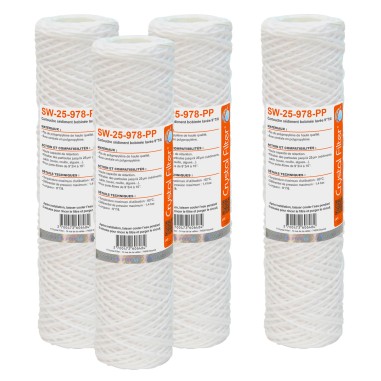 Cartouche SW-25-978-PP sédiment bobinée 9''7/8 - Filtre 25 µm - Crystal Filter® (lot de 4)