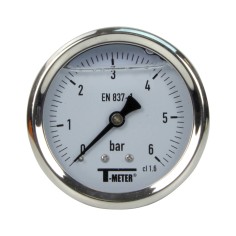 Manomètre inox - Insert laiton - 0-6 bars ø 63 - 1/4'' - Axial /  Glycérine