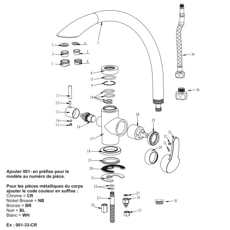 Robinet mitigeur 3 voies - Everglades - Blanc