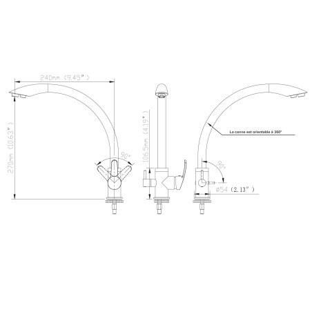 Robinet mitigeur 3 voies - Everglades - Bronze