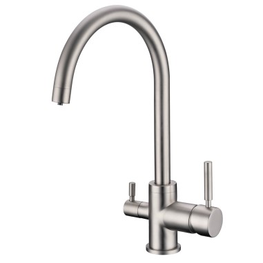 Robinet col de cygne 3 voies -  Biscayne V2 - Nickel brossé