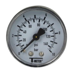 Manomètre plastique - Insert laiton - 0-10 bars ø50 - 1/4'' - Axial / sec