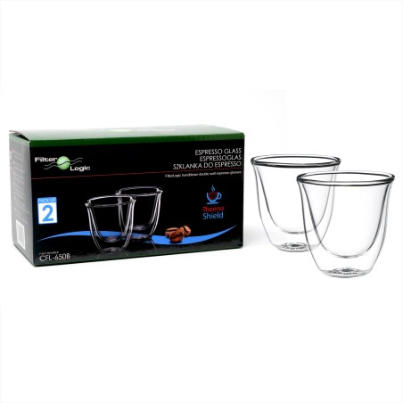 Tasses à café / expresso en verre double paroi - Filter Logic® CFL-655B