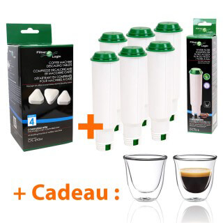  Filtre à eau compatible Claris Krups F088 + Détartrant + Tasses à café offertes