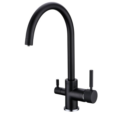 Robinet col de cygne 3 voies -  Biscayne V2 - Noir mat