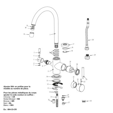Robinet col de cygne 3 voies -  Biscayne V2 - Noir mat