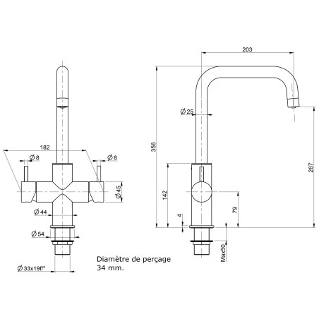 Robinet 5 Voies - Bari - Inox AISI 304