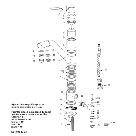 Robinet mitigeur 3 voies - Samoa - Nickel brossé