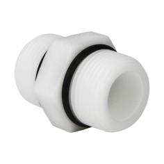 Mamelon double MM PVC blanc 1'' avec joint