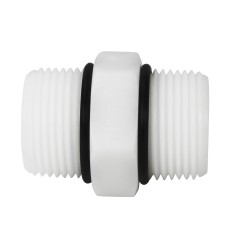 Mamelon double MM PVC blanc 1'' avec joint 2