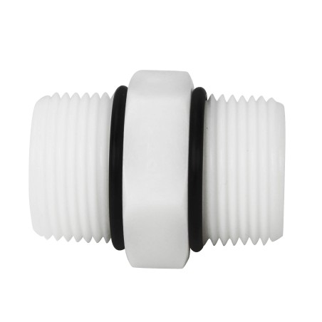 Mamelon double MM PVC blanc 1'' avec joint