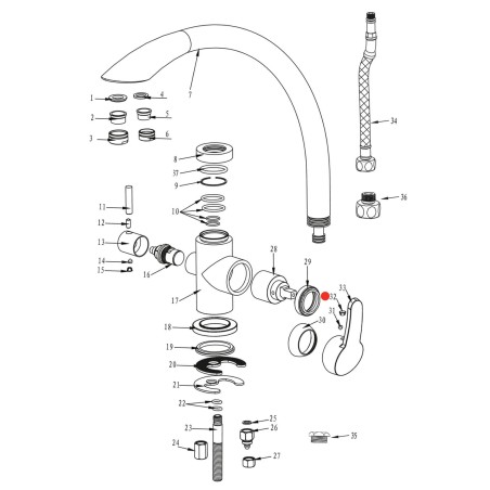 Cache vis poignée eau réseau robinet Everglades - Nickel Brossé
