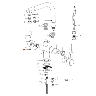 Cache vis poignée eau filtrée robinet Denali - Chromé