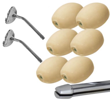 Lot 6 savons lait d'amande rotatifs écoliers à clip + 2 porte-savons chromés à clip