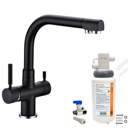 Robinet 3 voies Denali Noir + Kit de filtration QCF-3001/321 - PROMO