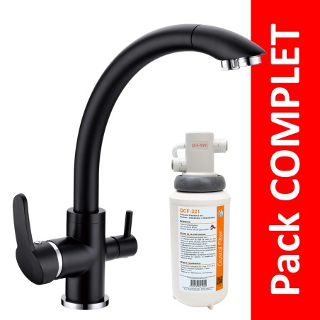 Robinet 3 voies Everglades Noir + Kit de filtration QCF-3001/321 - PROMO