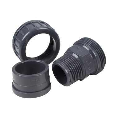 Union trois pièces mixte - 32 mm Femelle à coller - Filetée mâle 1'' -  PVC Pression