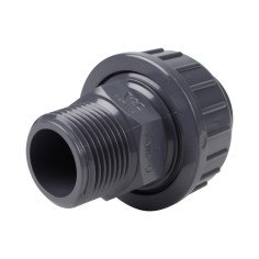 Union trois pièces mixte - 32 mm Femelle à coller - Filetée mâle 1'' -  PVC Pression 2