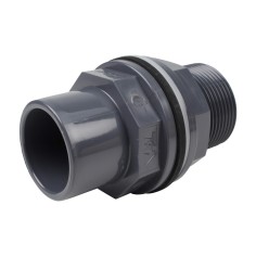 Traversée de réservoir - 40/32 mm  - Mâle/Femelle à coller - Filetée 1''1/4 - PVC Pression