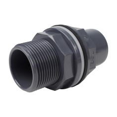 Traversée de réservoir - 40/32 mm  - Mâle/Femelle à coller - Filetée 1''1/4 - PVC Pression 2