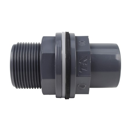 Traversée de réservoir - 40/32 mm  - Mâle/Femelle à coller - Filetée 1''1/4 - PVC Pression