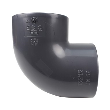 Coude 90° FF - 75 mm  - Femelle à coller - PVC pression