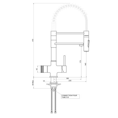 Robinet 3 voies avec douchette - Torino basso - Chromé