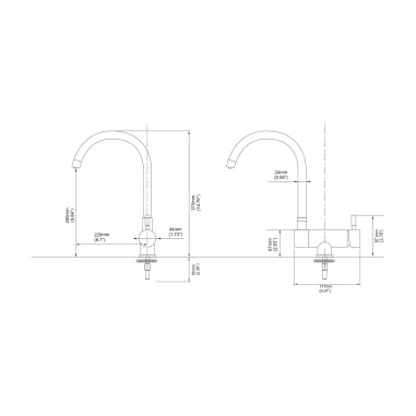 Robinet mitigeur 3 voies rabattable - Arches - Nickel Brossé