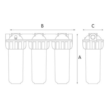 Carter porte filtre 3P 10'' Senior Triplex SX entrée/sortie 3/4'' femelle