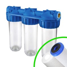 Carter porte filtre 3P 10'' Senior Triplex SX entrée/sortie 3/4'' femelle