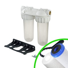 Carter porte filtre Bactériostatique duo 10'' 3P Senior entrée/sortie 3/4'' femelle