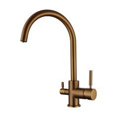 Robinet col de cygne 3 voies -  Biscayne V2 - Cuivre brossé