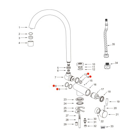 Kit joint n°8 pour robinet Arches - 005-8-9-13-14