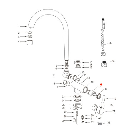 Cartouche de mélange et valve pour eau filtrée robinet Arches - 005-17