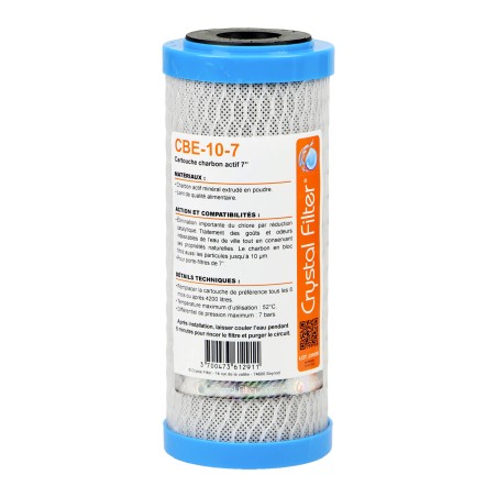 Cartouche CBE-10-7 charbon actif 7'' - 10µm - Crystal Filter®