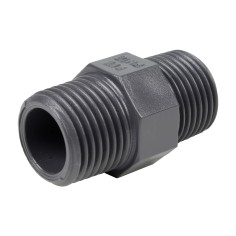 Mamelon double MM - Mâle fileté 3/8'' - PVC Pression