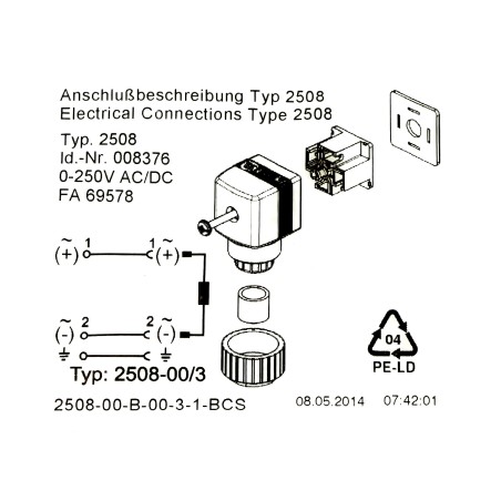 Connecteur forme A - Type 2508 - électrovanne