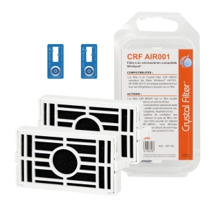 Filtre à air antibactérien Crystal Filter® ANT001 CFR AIR001 pour frigo Whirlpool Pack de 2