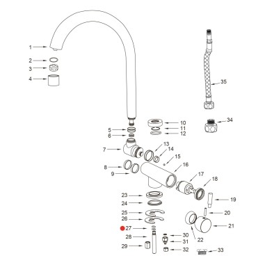 Joints pour tige filetée robinet Park - 001-22 / 002-10 / 003-21 / 004-14 / 005-27